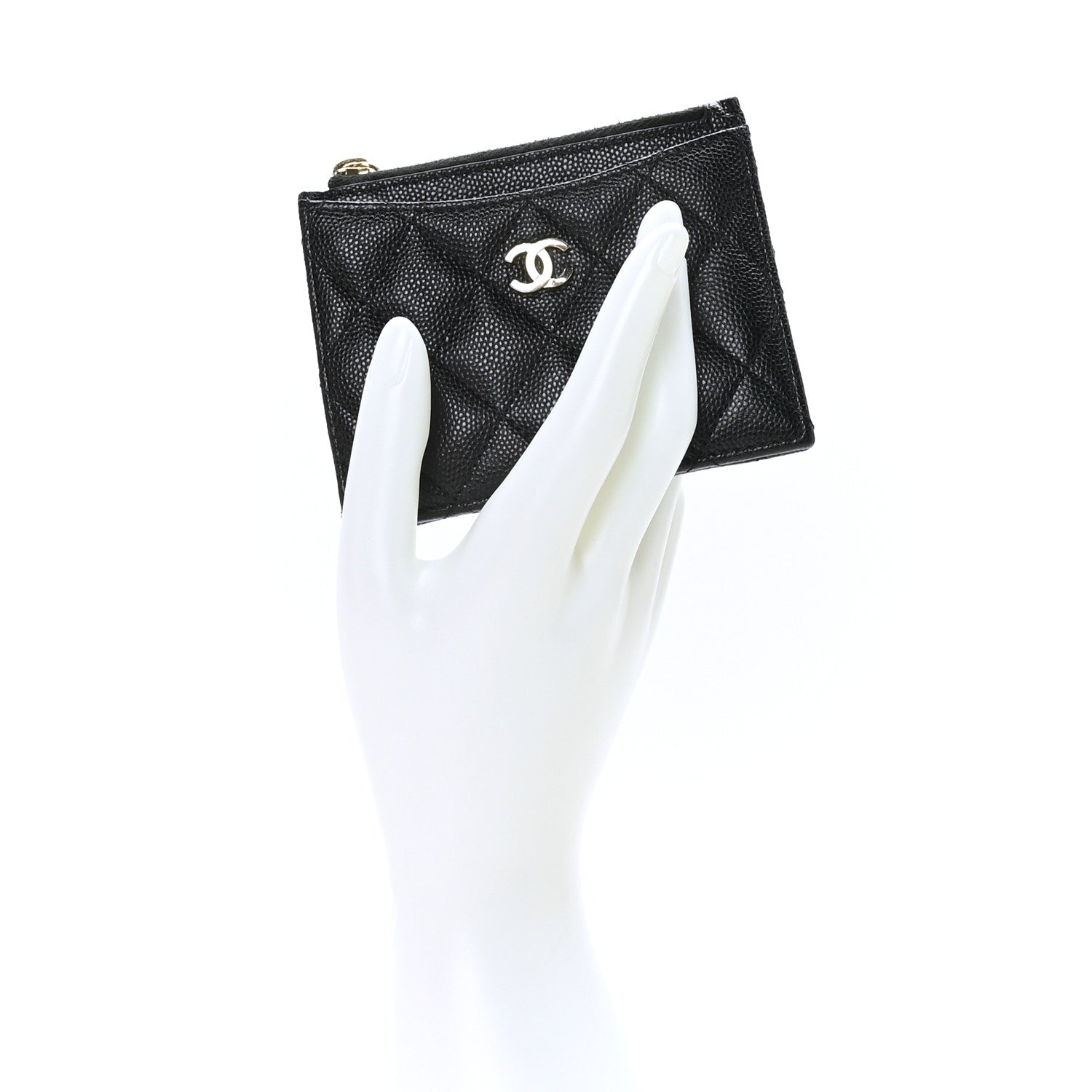 Chanel Iridescent Caviar Quilted CC Zip Card Holder Black 2 of 8