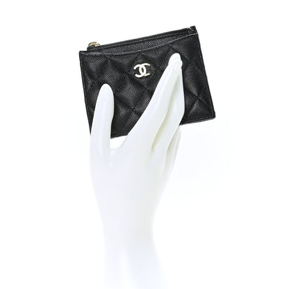 Chanel Iridescent Caviar Quilted CC Zip Card Holder Black 2 of 8
