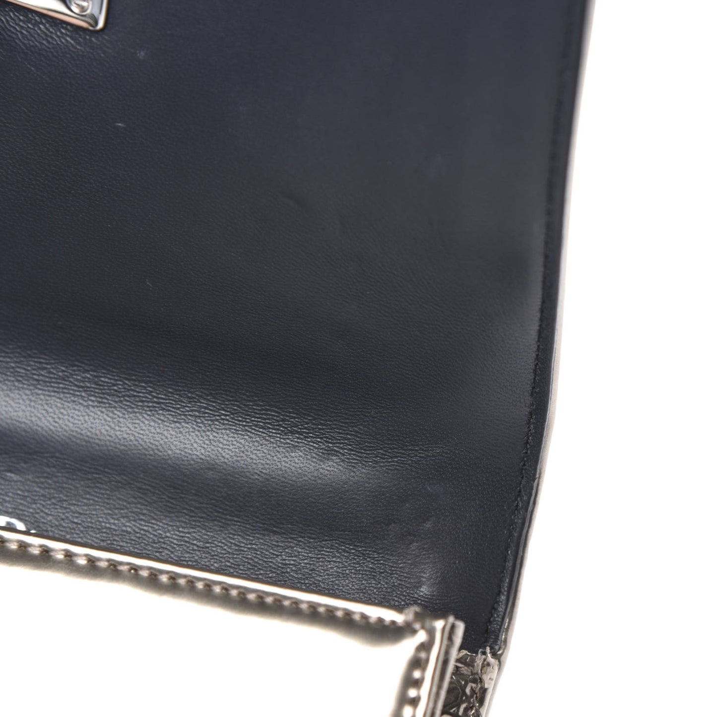 Metallic Patent Micro-Cannage Mini Diorama Flap Bag Gold