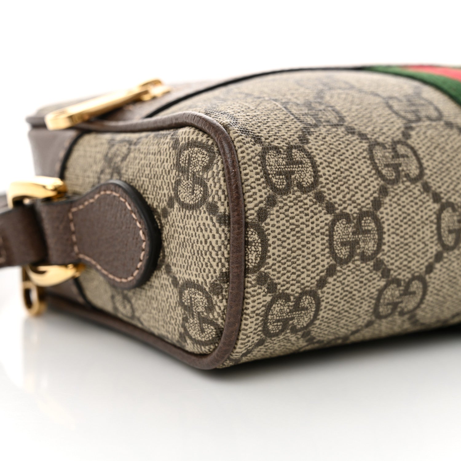 Gucci GG Supreme Monogram Web Mini Ophidia Shoulder Bag Brown 9 of 12