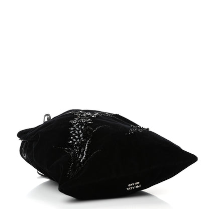 Prada Velluto Embroidered Pouch Black 3 of 4
