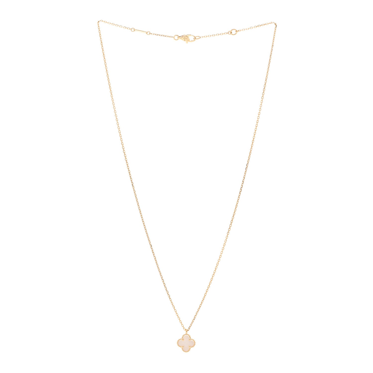 Van Cleef & Arpels 18K Yellow Gold Mother of Pearl Sweet Alhambra Pendant Necklace 3 of 6