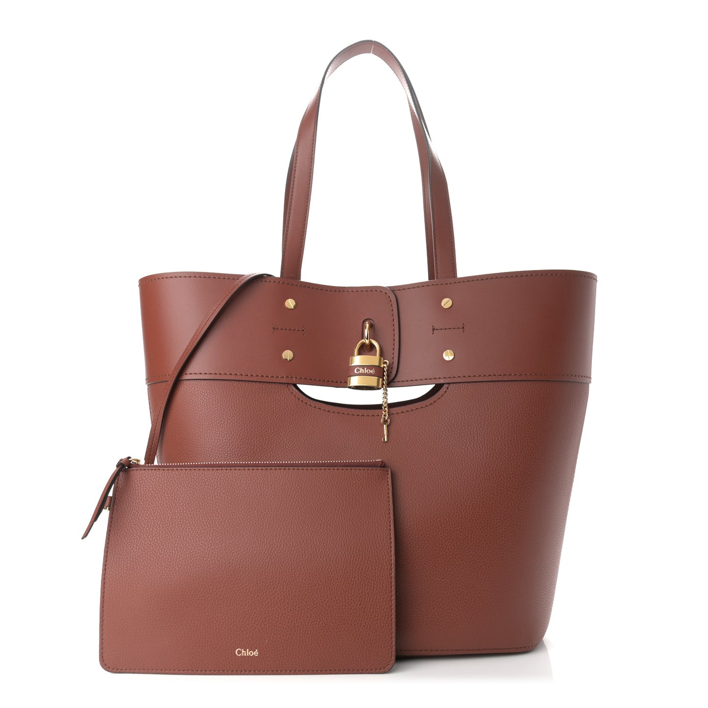 Smooth Grained Calfskin Medium Aby Tote Sepia Brown