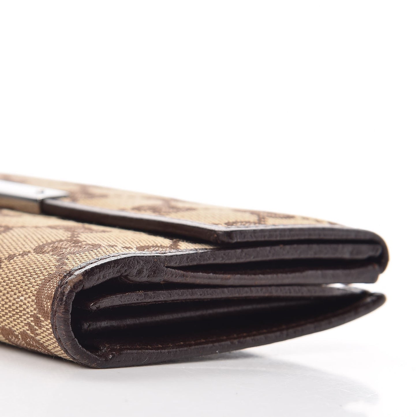 Monogram Metal Bar Continental Flap Wallet Beige Ebony Dark Brown