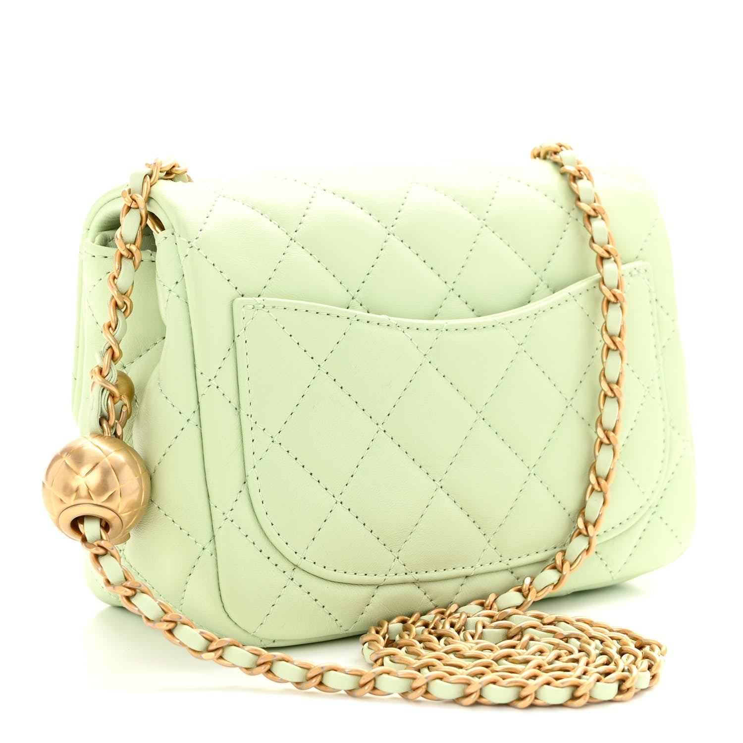 Chanel Lambskin Quilted Mini Pearl Crush Flap Light Green 3 of 10