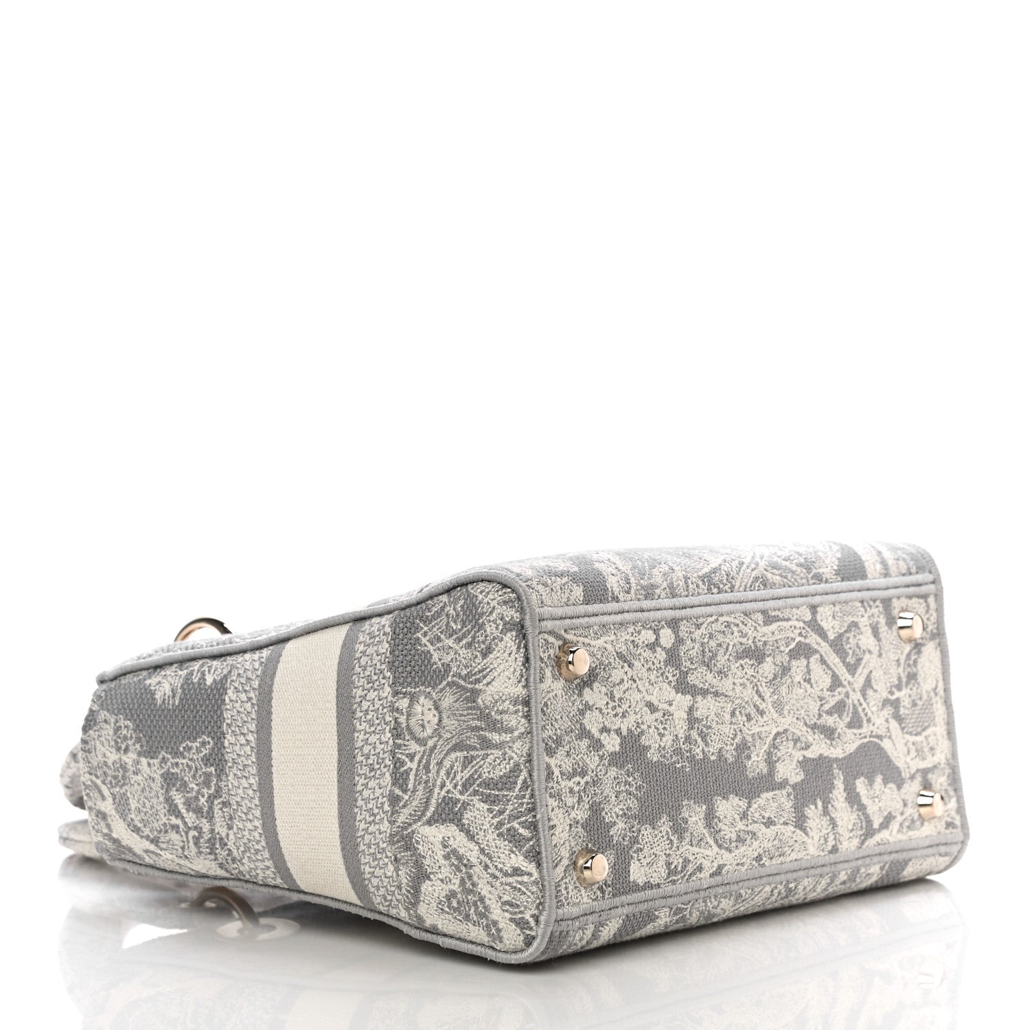 Christian Dior Canvas Toile De Jouy Reverse Embroidered Medium Lady D-Lite Gray 4 of 9