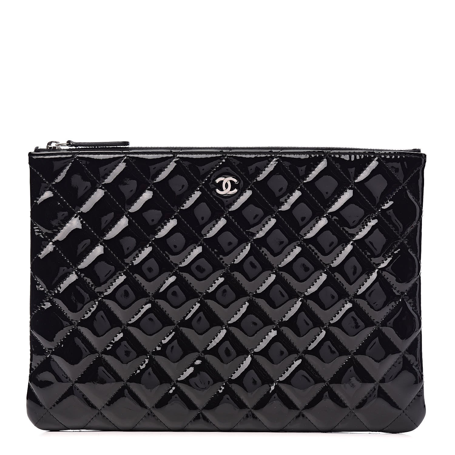 Chanel Patent Calfskin Quilted Medium Cosmetic Case Black 1 of 7