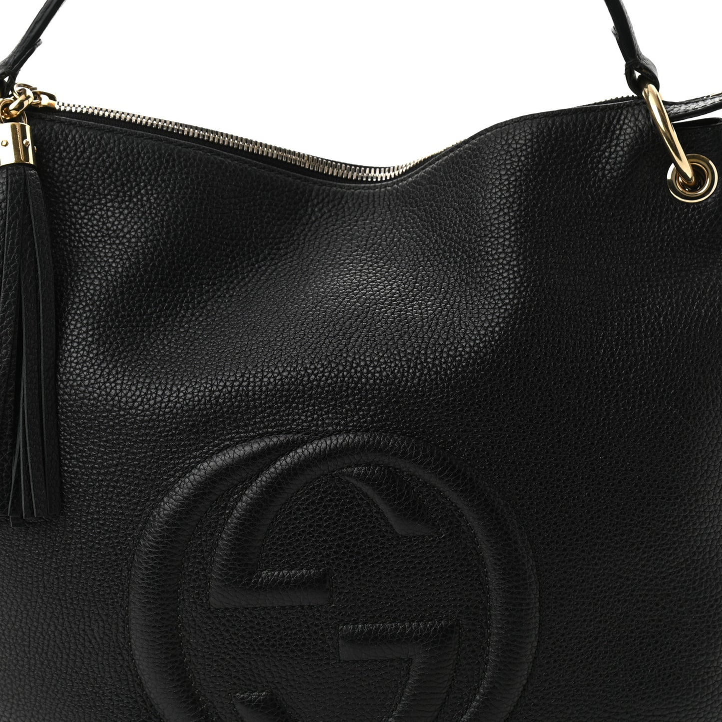 Pebbled Calfskin Large Soho Hobo Black