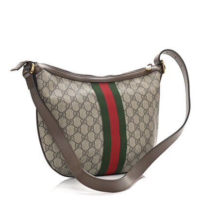 Gucci GG Supreme Monogram Web Small Ophidia Half Moon Hobo Brown 3 of 10