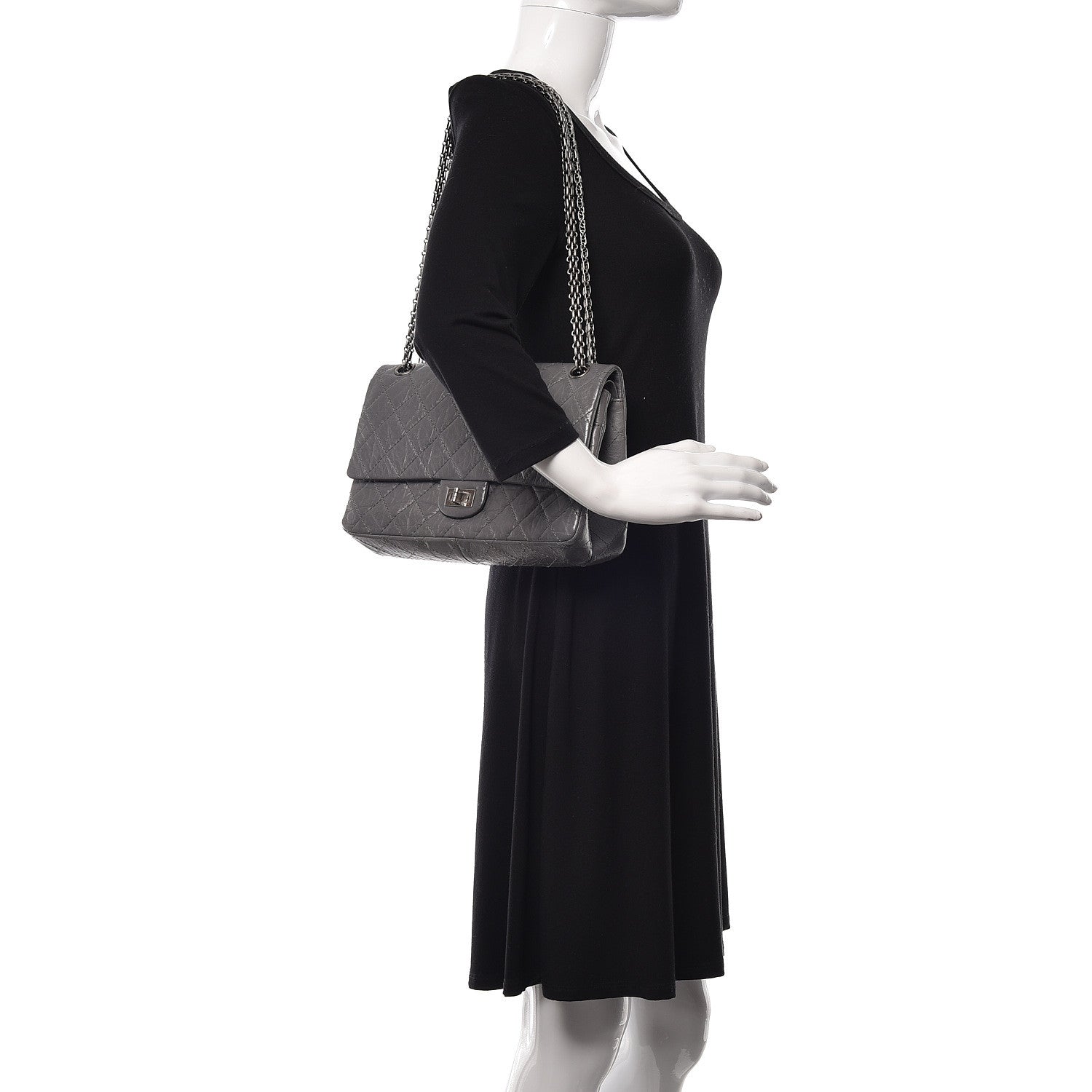 Chanel Aged Calfskin Quilted 2.55 Reissue 226 Flap Dark Grey 2 of 11