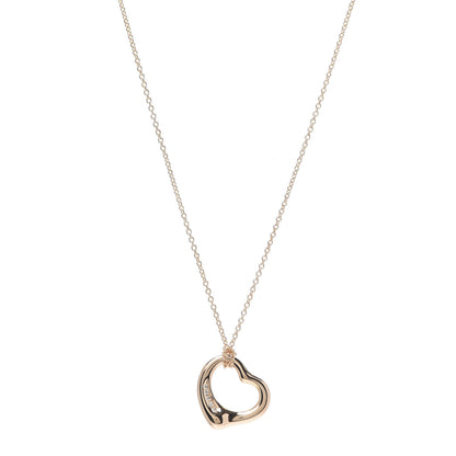 Tiffany 18K Rose Gold Diamond Elsa Peretti Open Heart Pendant Necklace 1 of 8