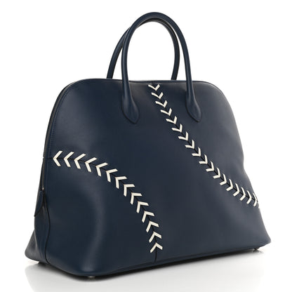 Hermes Evercolor 1923 Bolide 45 Baseball Bag Bleu De Malte Blanc 3 of 10