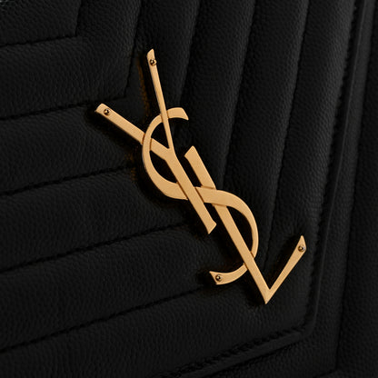 Saint Laurent Grain De Poudre Matelasse Chevron Monogram Chain Wallet Black 20 of 27