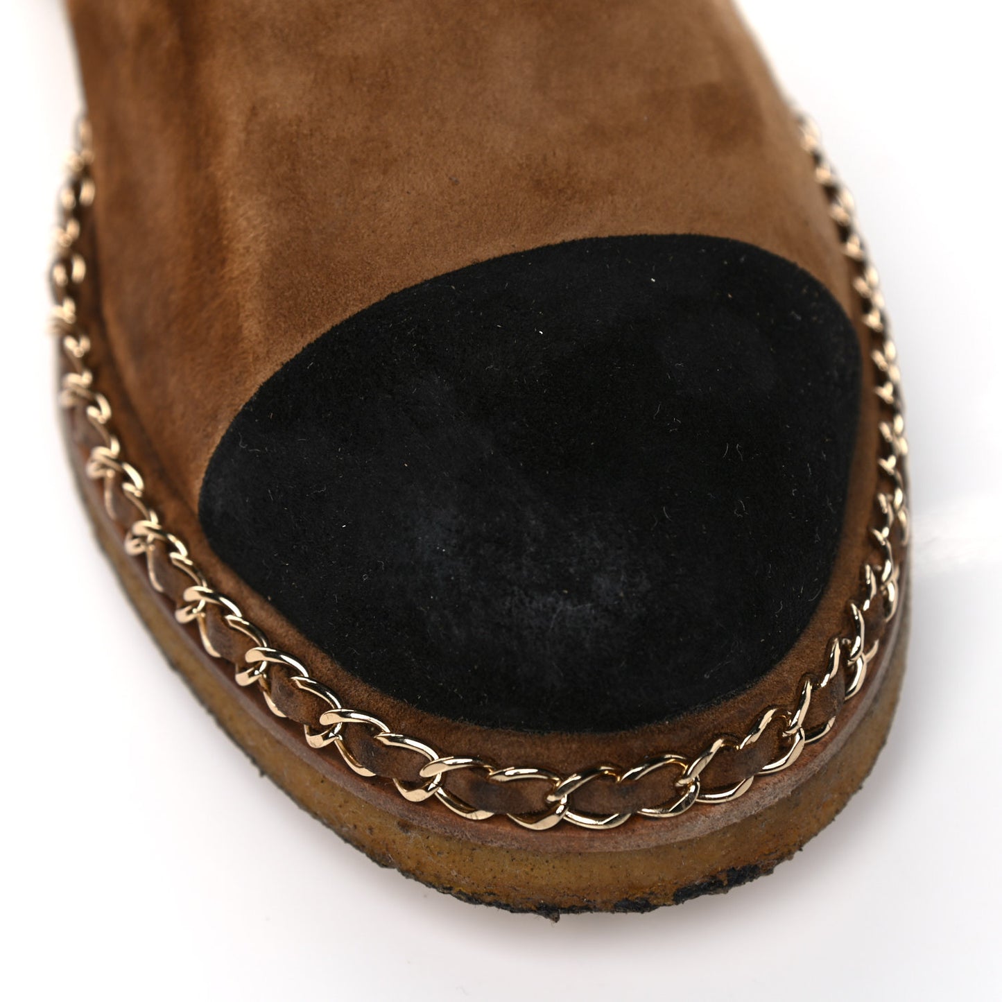 Kid Suede Shearling Womens Cap Toe Chain Short Boots 40.5 Light Brown Black