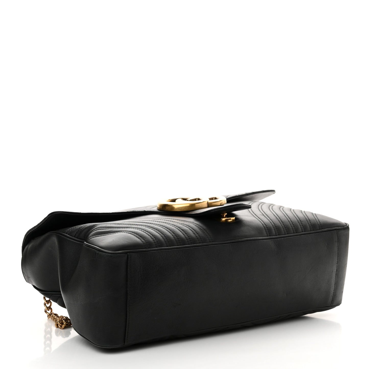 Calfskin Matelasse Maxi GG Marmont Top Handle Shoulder Bag Black Black