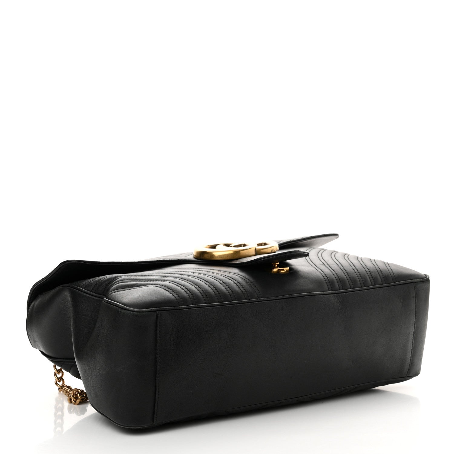 Gucci Calfskin Matelasse Maxi GG Marmont Top Handle Shoulder Bag Black Black 4 of 18