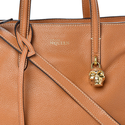 Alexander McQueen Pebbled Calfskin Small Skull Padlock Zip Around Tote Tan 7 of 13