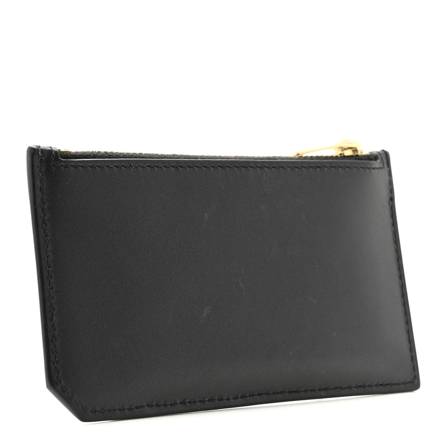 Calfskin 5 Fragments Zip Pouch Card Holder Black
