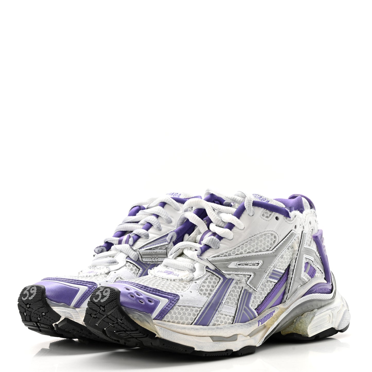 Mesh Rubber Womens Runner Sneakers 39 Purple Grey White Black