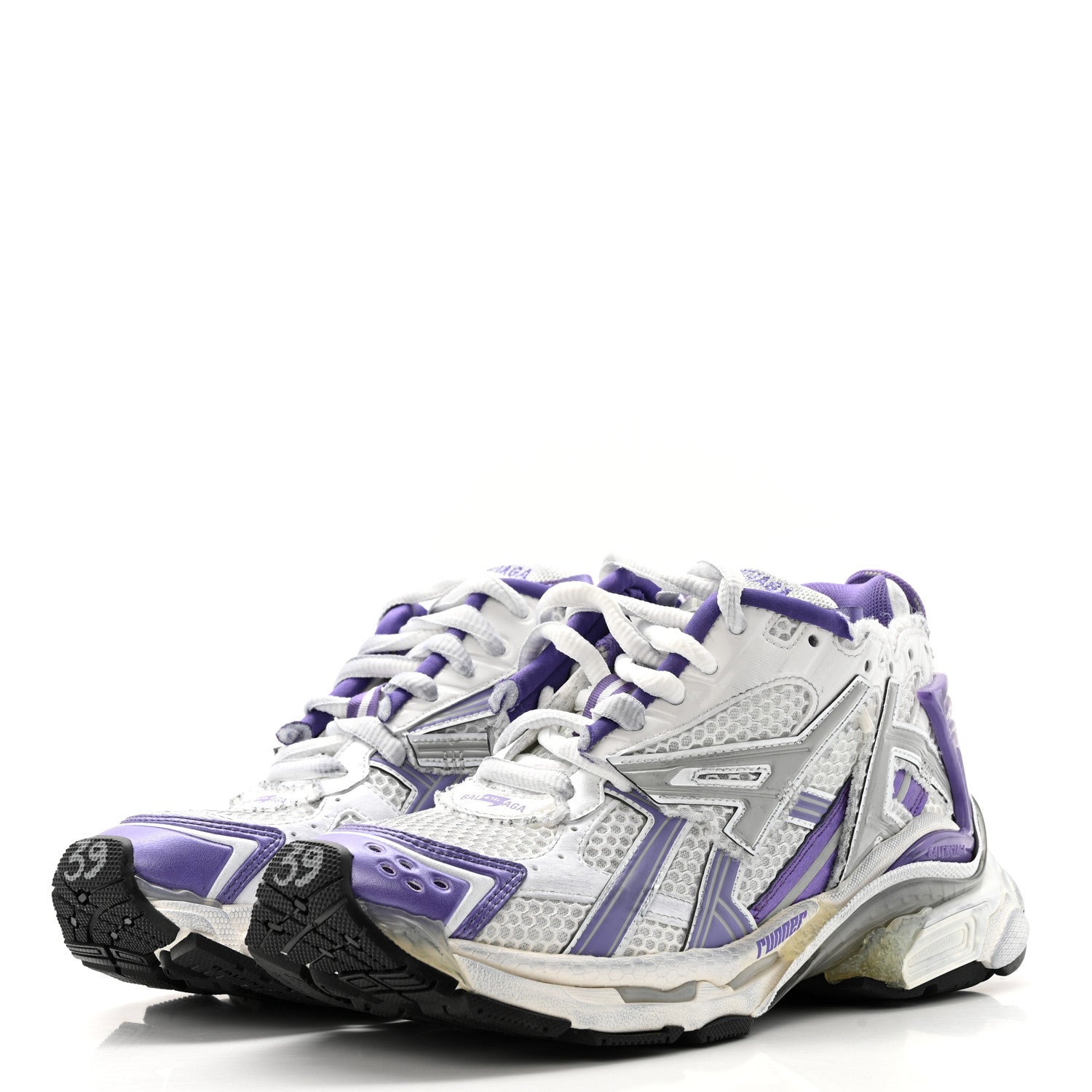 Balenciaga Mesh Rubber Womens Runner Sneakers 39 Purple Grey White Black 4 of 9