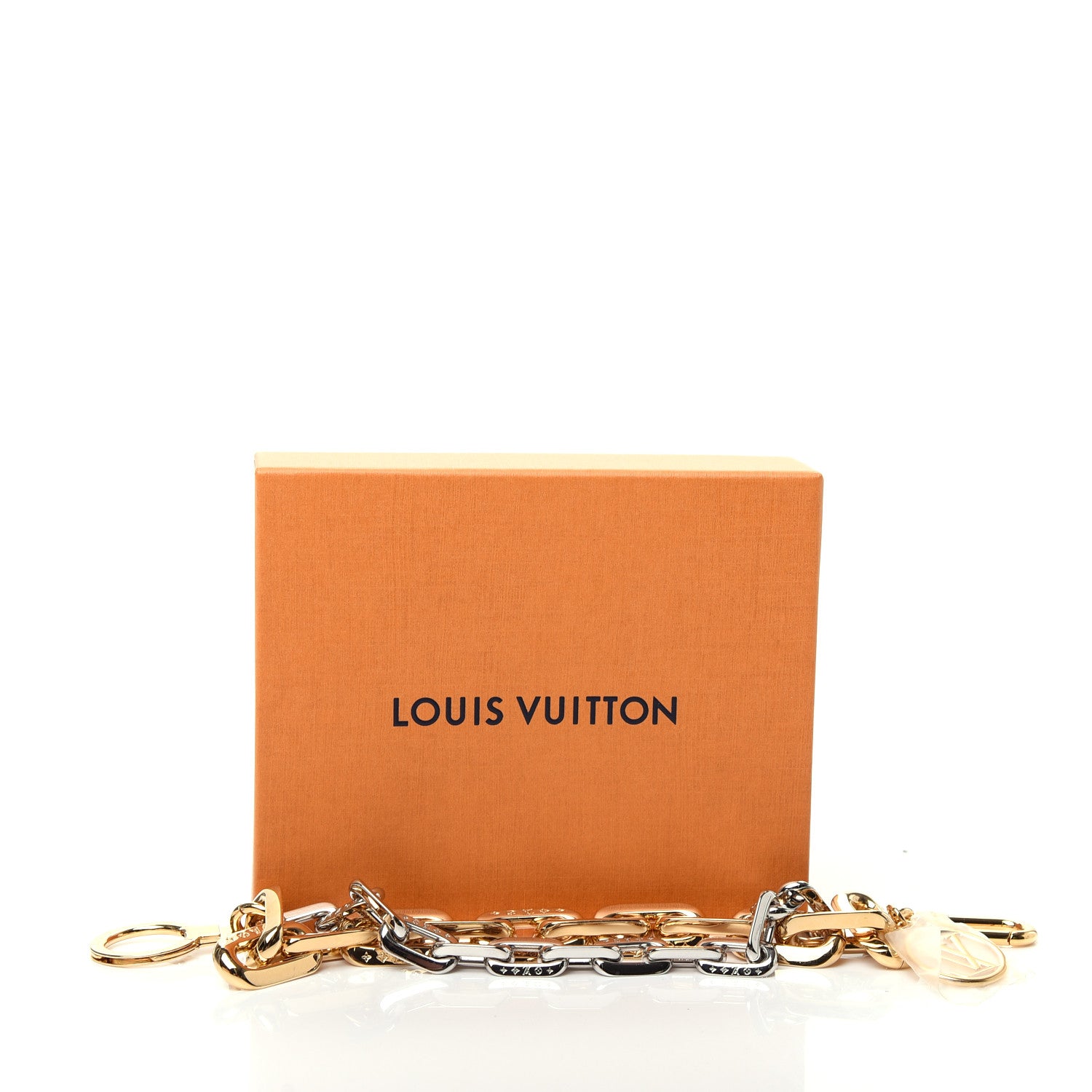 Louis Vuitton Metal LV Edge Chain Bag Charm Silver Gold 3 of 3
