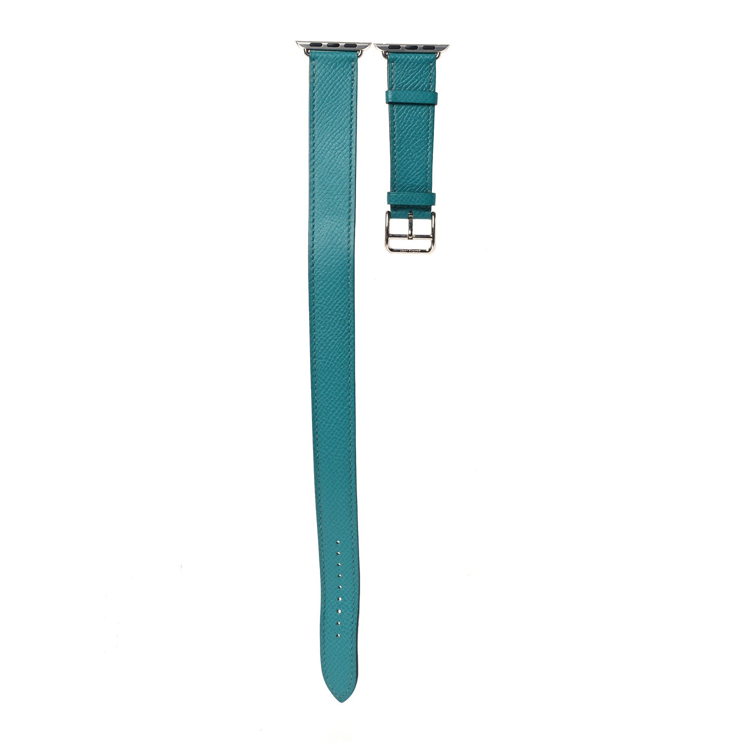 Hermes Epsom 38mm Apple Watch Double Tour Strap Bleu Paon 1 of 7