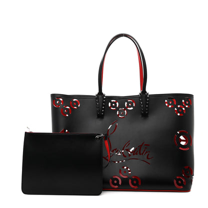 Christian Louboutin Calfskin Loubinthesky Perforated Cabarock Spikes Tote Black 3 of 12