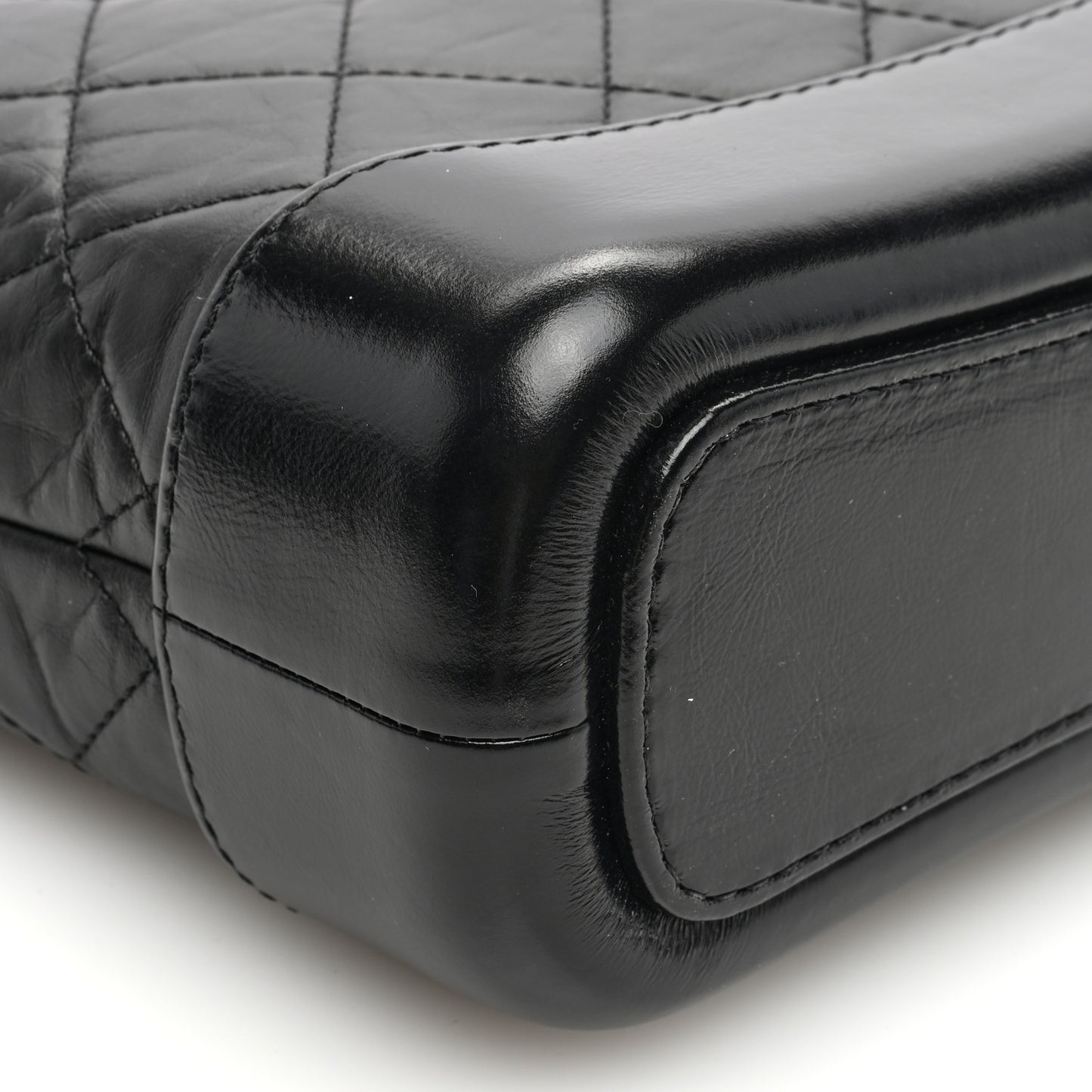 Aged Calfskin Quilted Small Gabrielle Hobo Black
