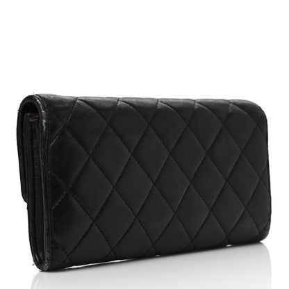 Chanel Lambskin Quilted Large Gusset Flap Wallet Black 11 of 12
