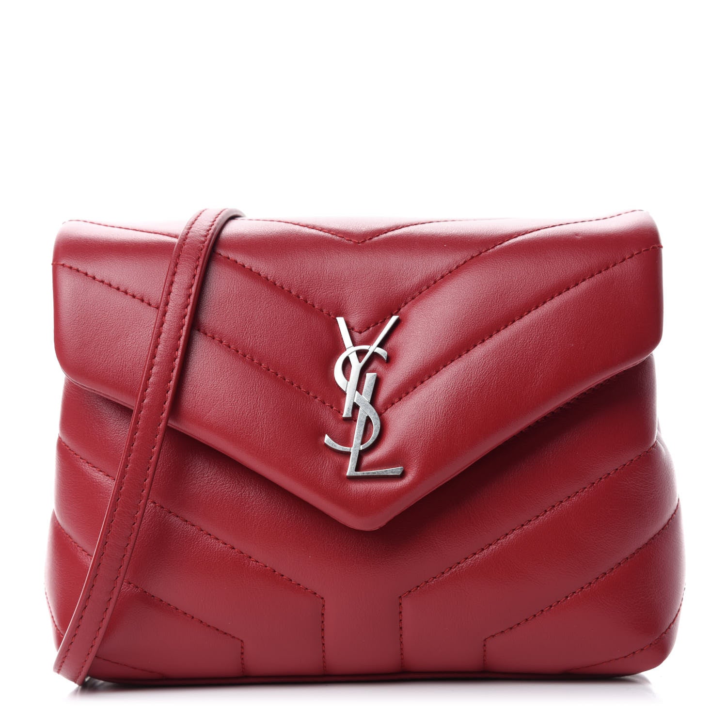 Saint Laurent Calfskin Y Quilted Monogram Toy Loulou Crossbody Bag New Lipstick 1 of 12