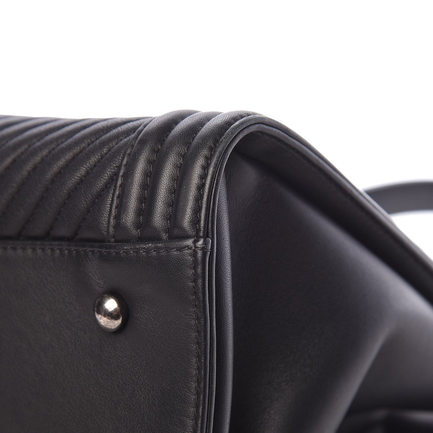 Calfskin Chevron Quilted Boy Shopping Tote Black