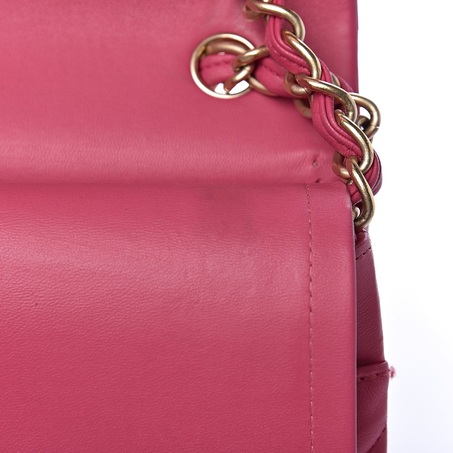 Lambskin Quilted Jumbo Double Flap Dark Pink