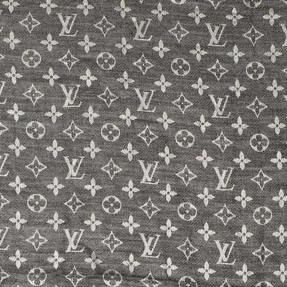 Louis Vuitton Silk Wool Monogram Denim Shawl Black 1 of 5