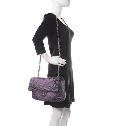 Chanel Denim Quilted Denimpression Flap Purple Black 2 of 10
