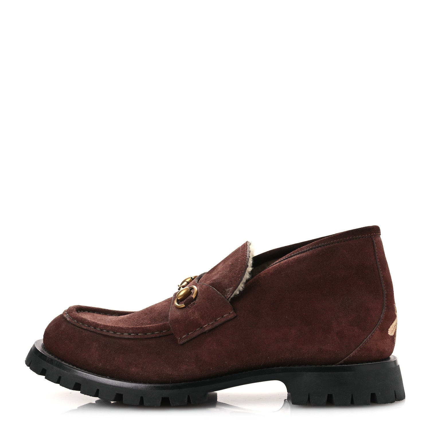 Gucci Suede Shearling Mens Harald Horsebit Ankle Boots 12 Light Brown Butterscotch 1 of 12