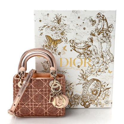 Christian Dior Lambskin Cannage Beaded Embroidery Micro Lady Dior Rose Gold 9 of 9