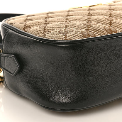 Gucci Monogram Matelasse Diagonal Small GG Marmont Chain Shoulder Bag Beige Black 10 of 11