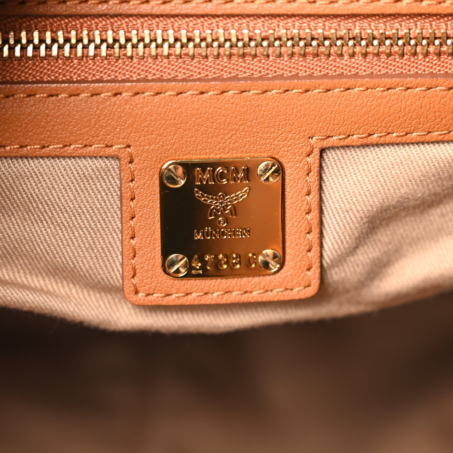 MCM Calfskin Ottomar Monogram Large Klara Hobo Cognac 6 of 9