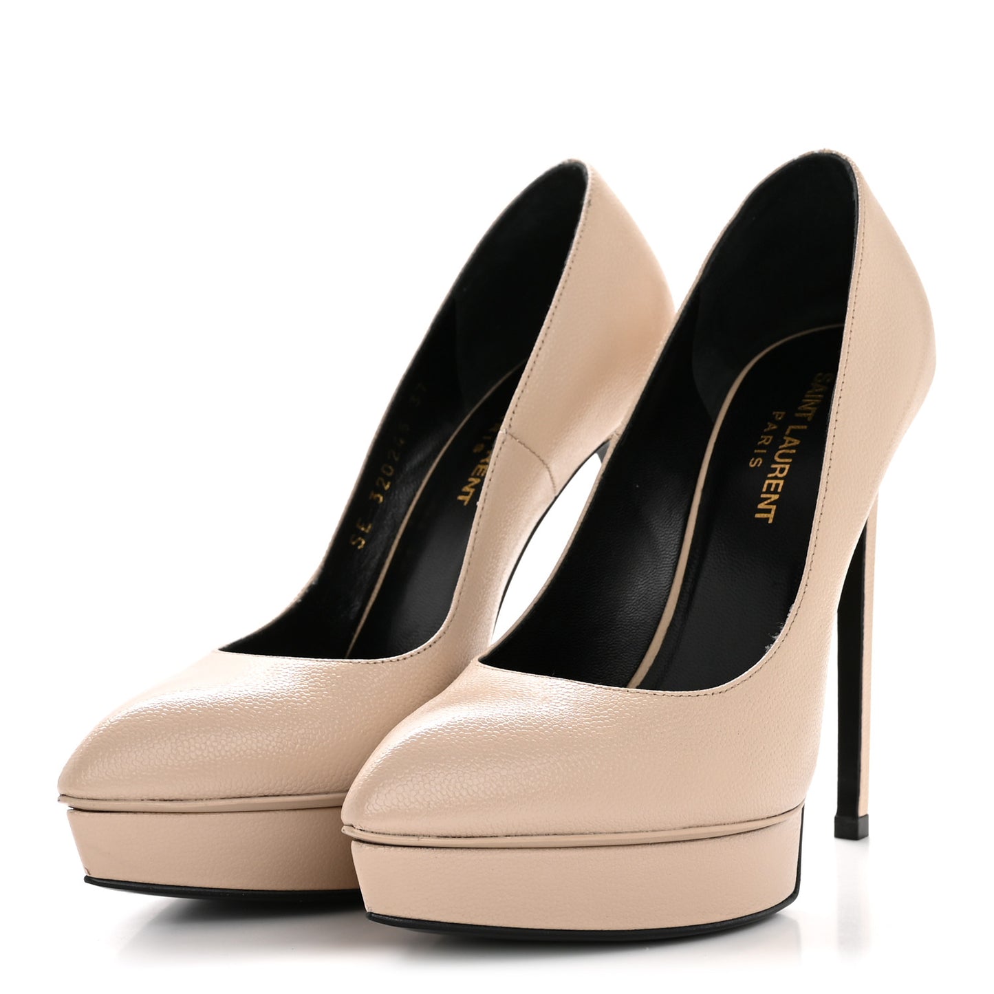 Pebbled Patent Calfskin Janis 105 Platform Pumps 37 Nude