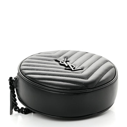 Saint Laurent Calfskin Matelasse Chevron Round Vinyle Camera Bag Black 4 of 10