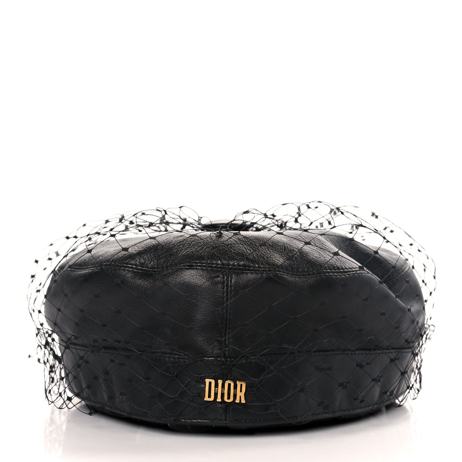 Christian Dior Lambskin Arty Beret Cap With Veil 57 Black 5 of 7