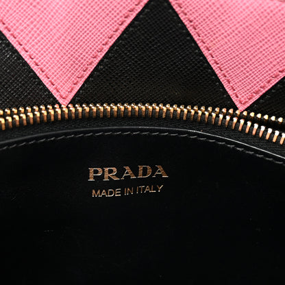 Prada Saffiano Greche Greca Paradigme Bag Black Pink 6 of 9