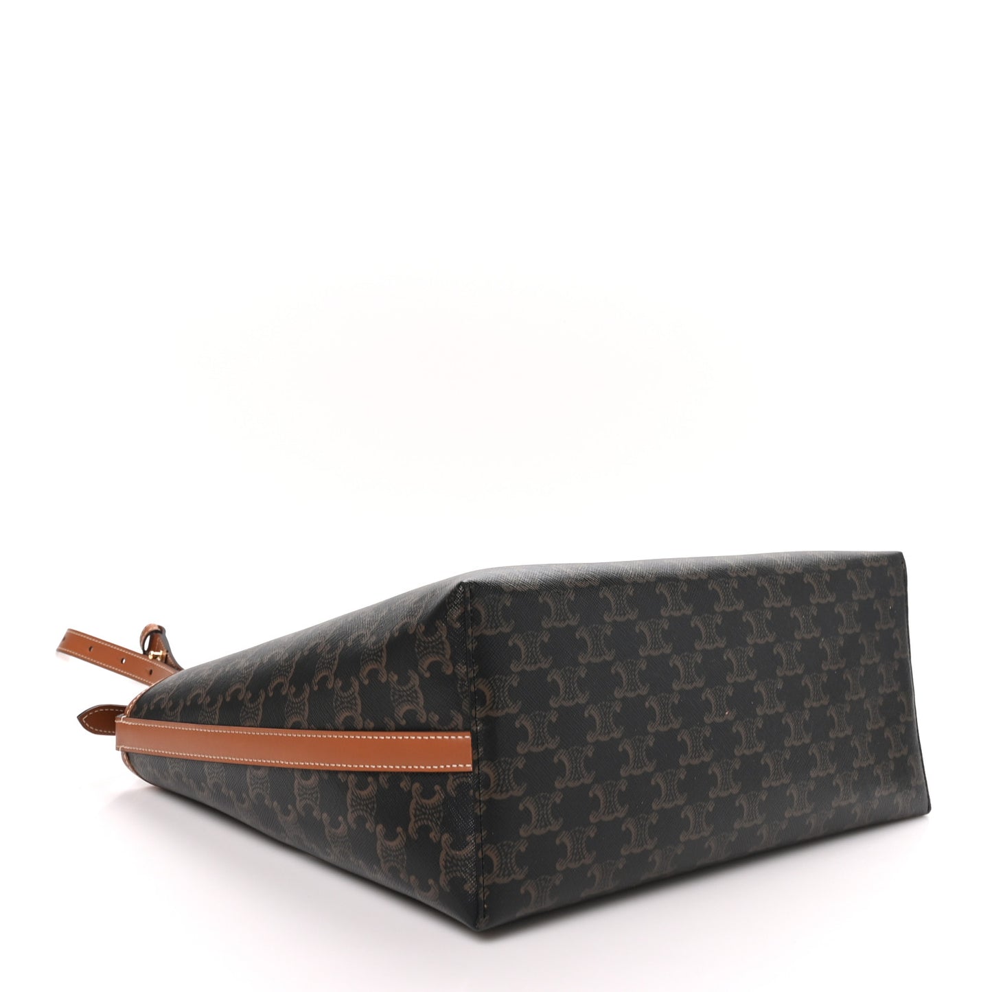 Triomphe Canvas Calfskin Shopper Tote Tan