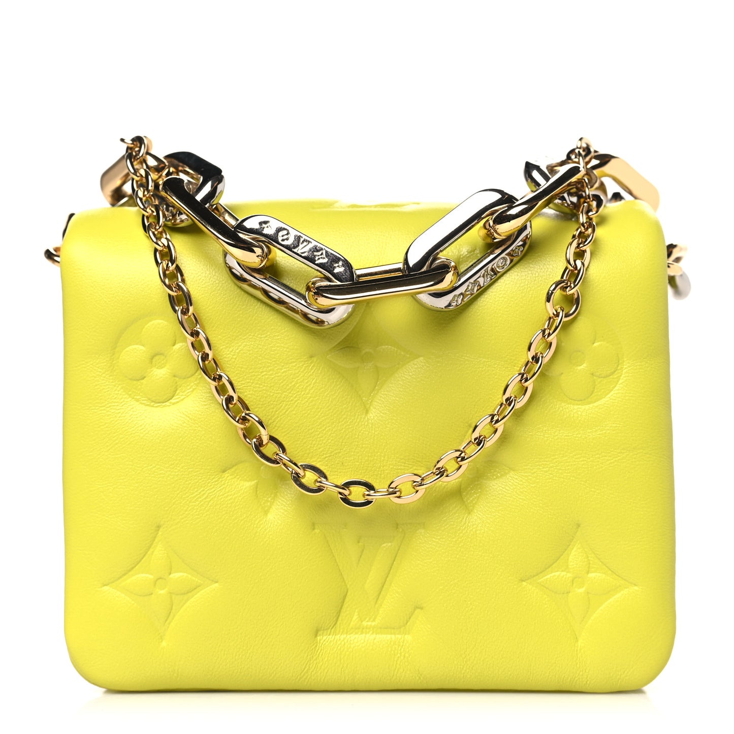 Lambskin Embossed Monogram Coussin Belt Vert Acide