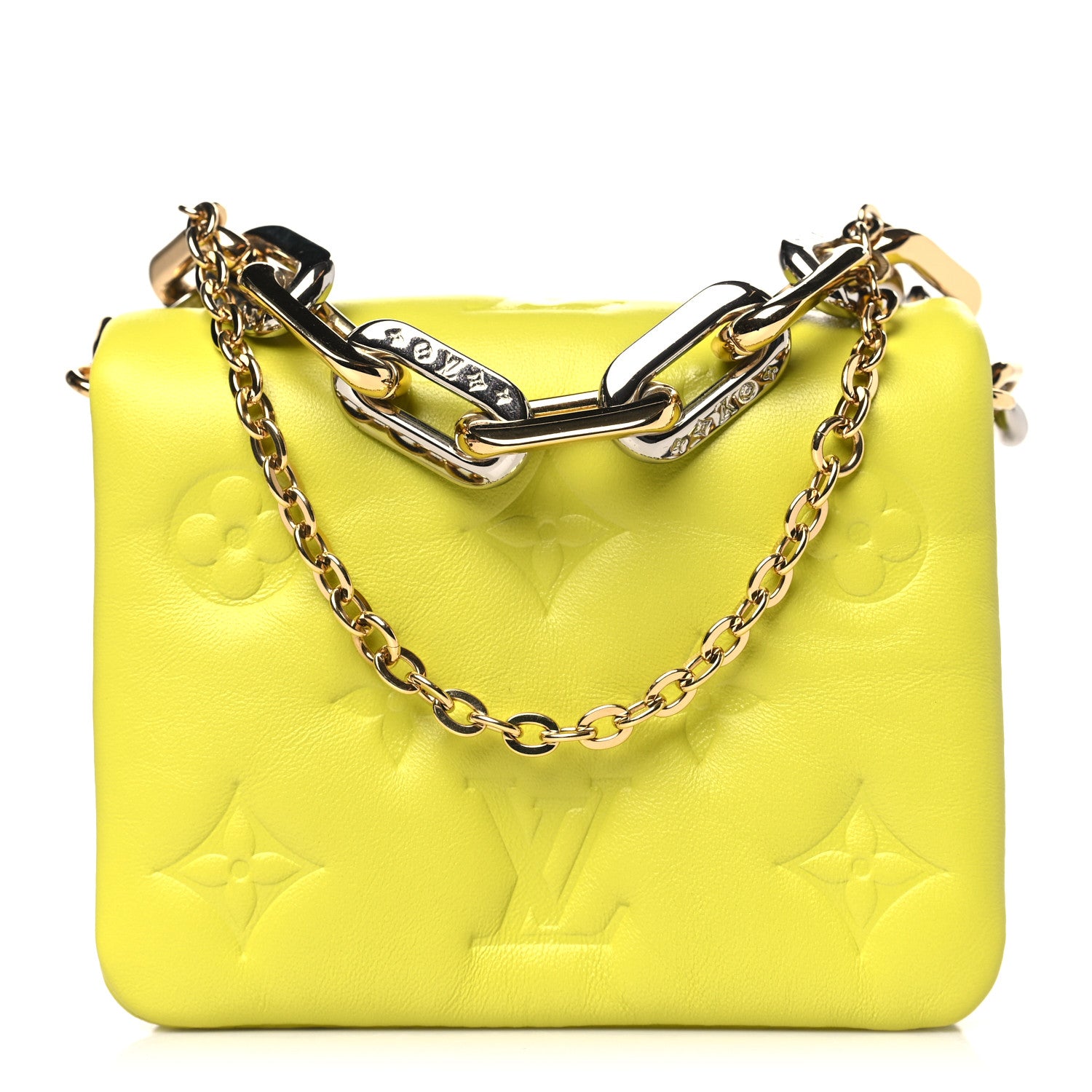 Louis Vuitton Lambskin Embossed Monogram Coussin Belt Vert Acide 1 of 10