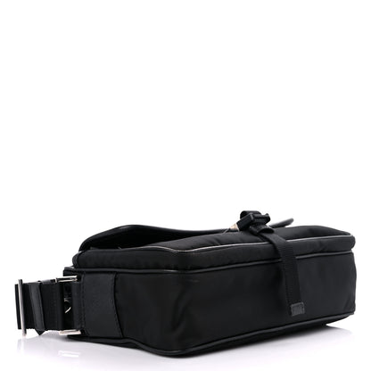 Prada Tessuto Nylon Saffiano Single Snap Buckle Messenger Flap Bag Black 3 of 11