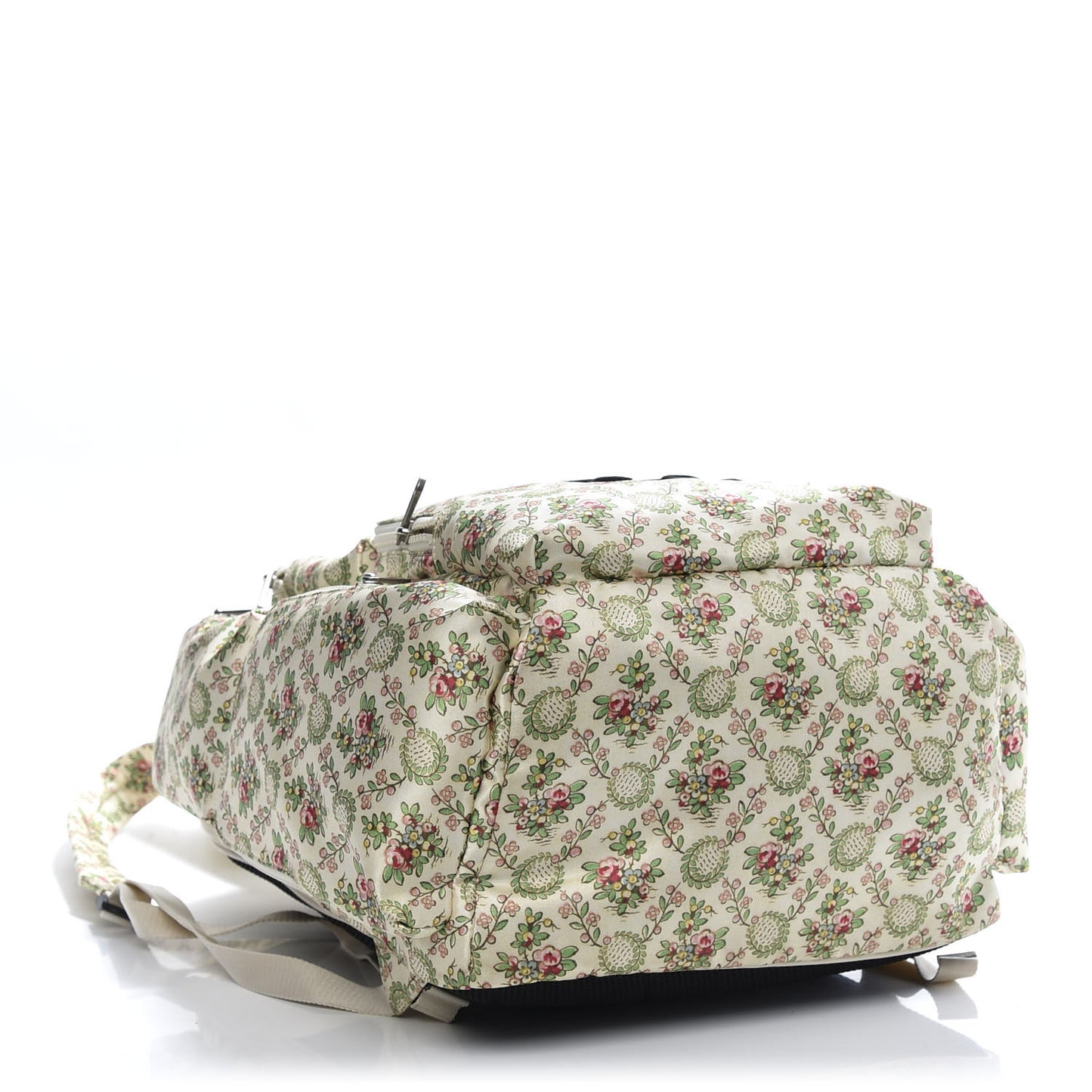 X MLB Satin Floral Print NY Yankees Patch Backpack Ivory Green