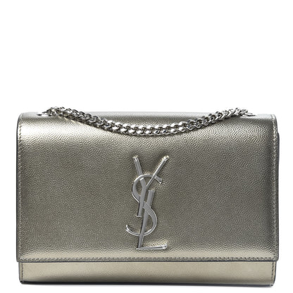 Saint Laurent Grain De Poudre Small Monogram Kate Satchel Gold 2 of 16