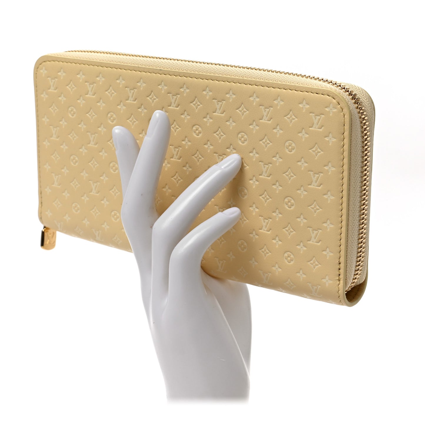 Calfskin Nanogram Embossed Zippy Wallet Jaune