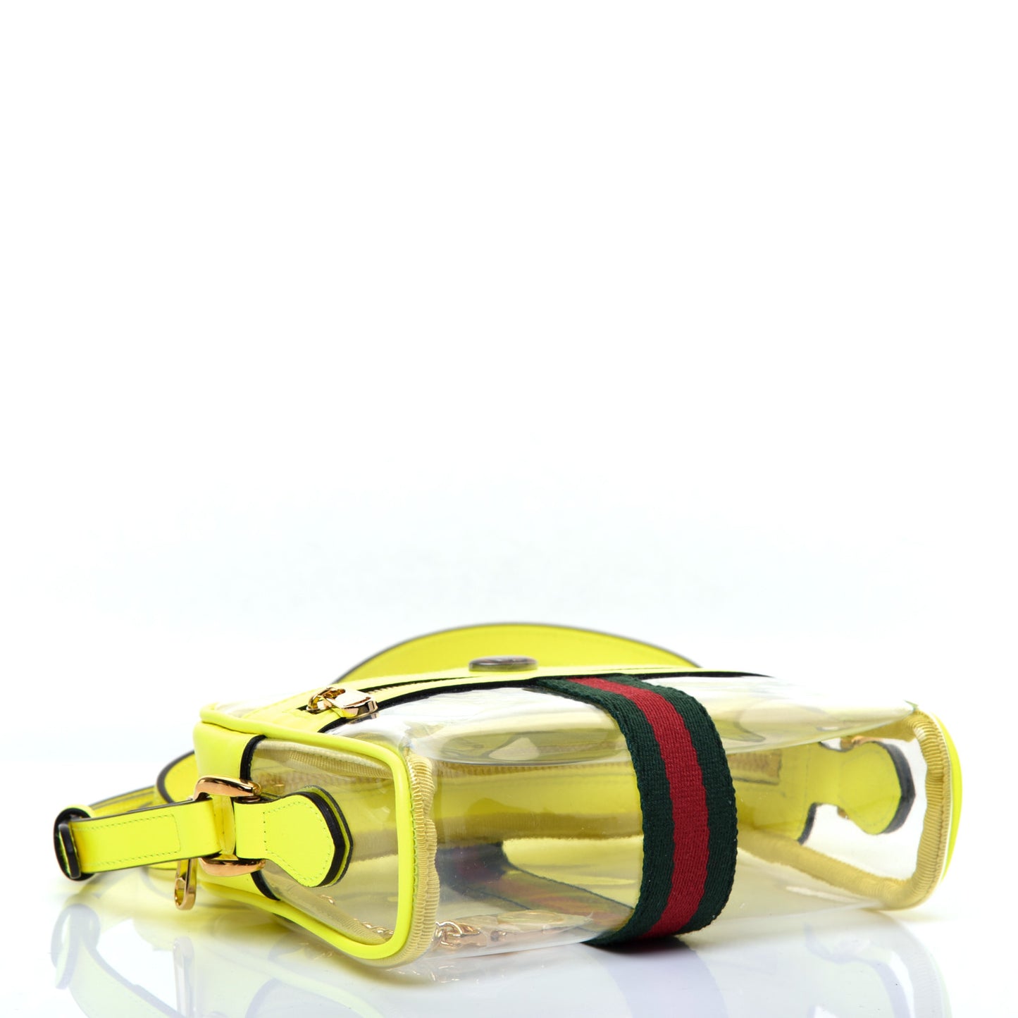 Vinyl Web Mini Ophidia Transparent Shoulder Bag Yellow Fluo